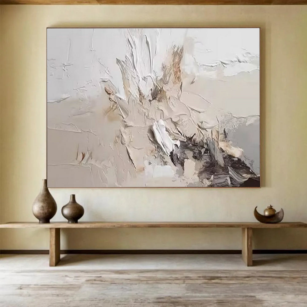 “Neutral Textured Abstract” - Textured Abstract Painting, Suitable for Minimalist Home & Art Studio DKS618