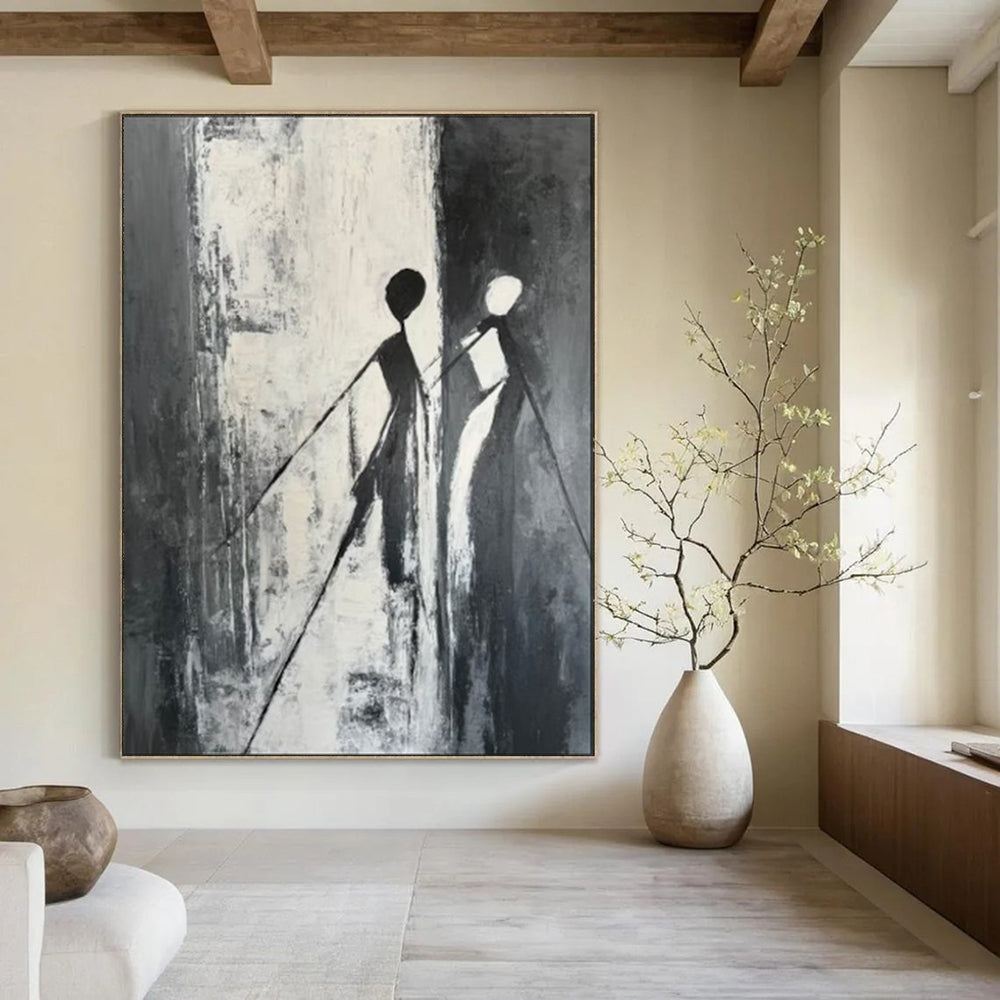 “Silhouettes in Black and White” - Minimalist Abstract Painting On Canvas PT1996