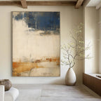 Blue, White, Brown, Orange with Abstract Textures "Textured Journey" Abstract Painting On Canvas PS1341