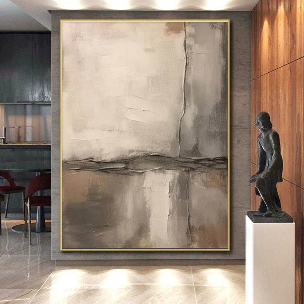 “Neutral Grid Textures” - Neutral Tones Abstract Minimalist Painting On Canvas PS0711