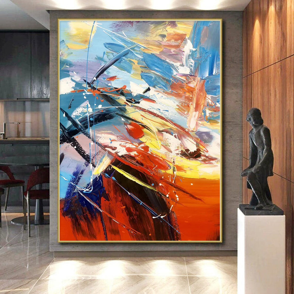 “Vibrant Color - Splash Abstract Composition” - Dynamic Abstract Painting On Canvas PS0317