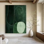 Green and White Abstract Lines, "Emerald Curves" – Abstract Line - Art Painting On Canvas PS0937