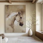 “Abstract Horse in Earth Tones” - Textured Oil Painting On Canvas PT2176
