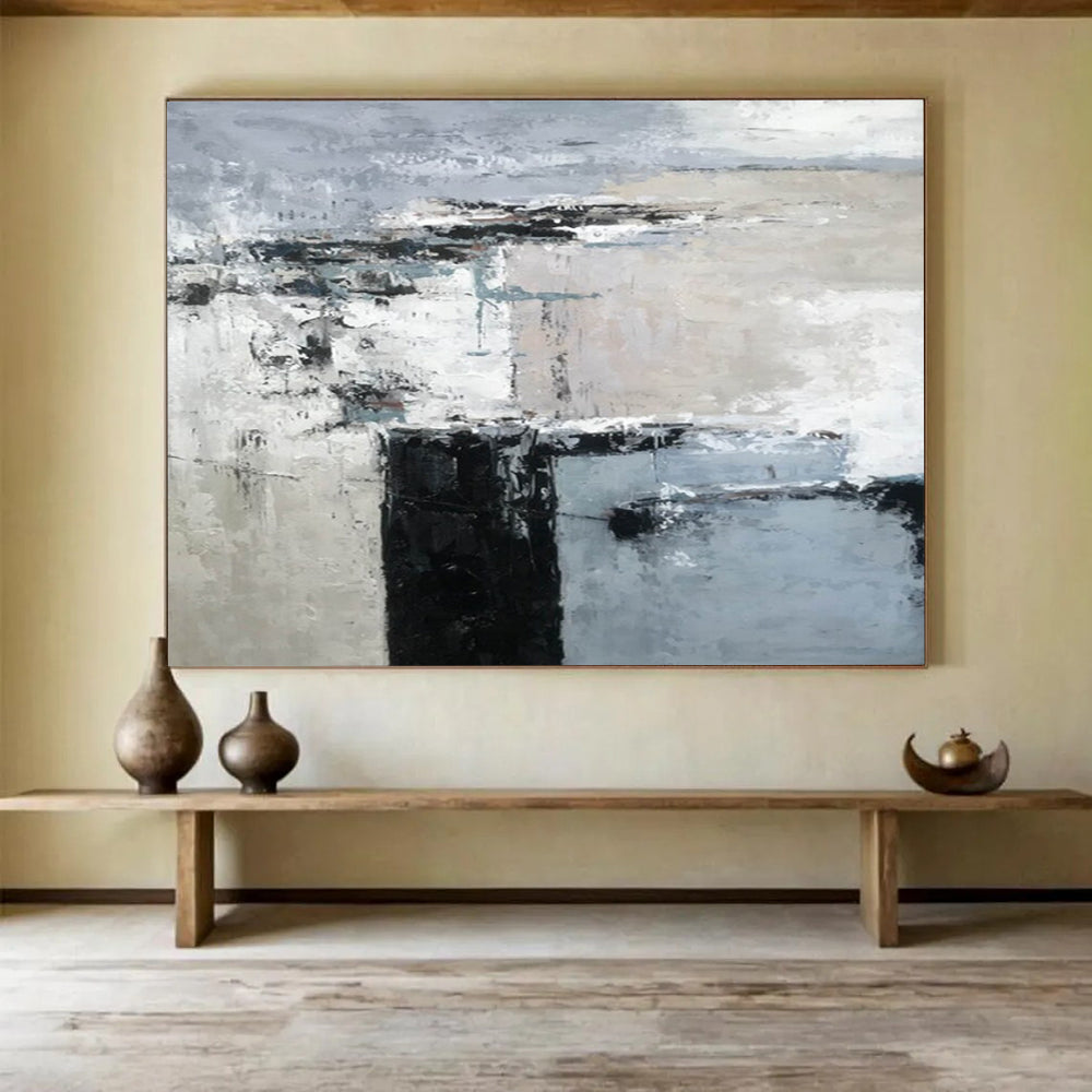 “Neutral Tones Abstract Geometry” - Subtle Abstract Painting On Canvas PT152