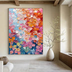 “Pastel Petal Field” - Floral, Soft - Toned Painting On Canvas PT1657