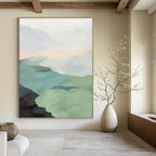“Pastel Mountain Landscape” - Minimalist - Inspired Landscape Painting On Canvas PT1445