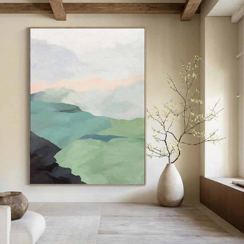 “Pastel Mountain Landscape” - Minimalist - Inspired Landscape Painting On Canvas PT1445