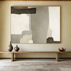 “Neutral Tones Abstract Shapes” - Minimalist Abstract Painting, Great for Modern Hallway & Study DKS607