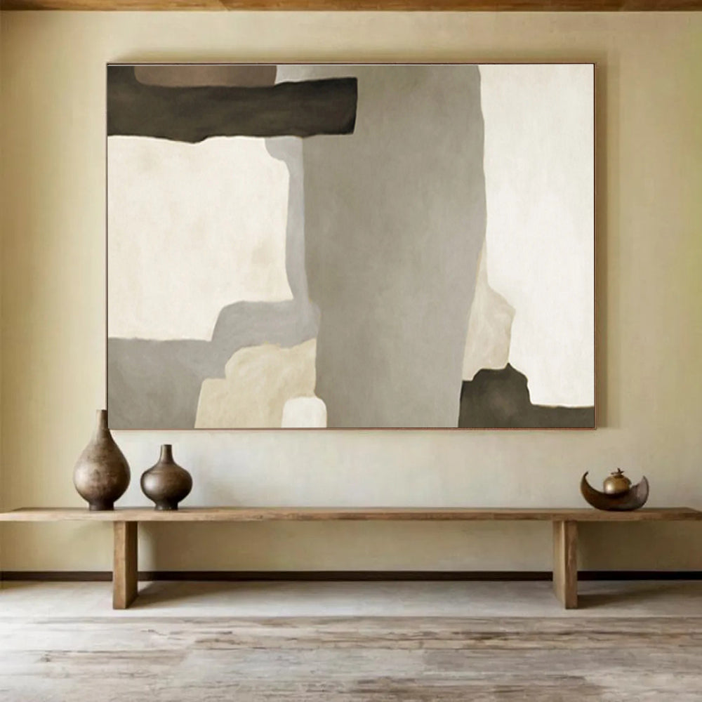 “Neutral Tones Abstract Shapes” - Minimalist Abstract Painting, Great for Modern Hallway & Study DKS607