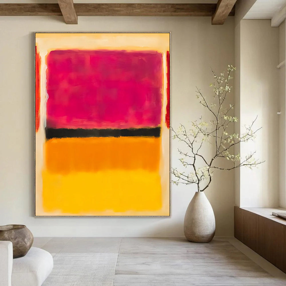 “Pink - Black - Yellow Color Blocks” - Color - Field, Dynamic - Styled Painting On Canvas PT1609