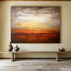 Warm Sunset Horizon - Gradient Landscape Painting On Canvas DKS343