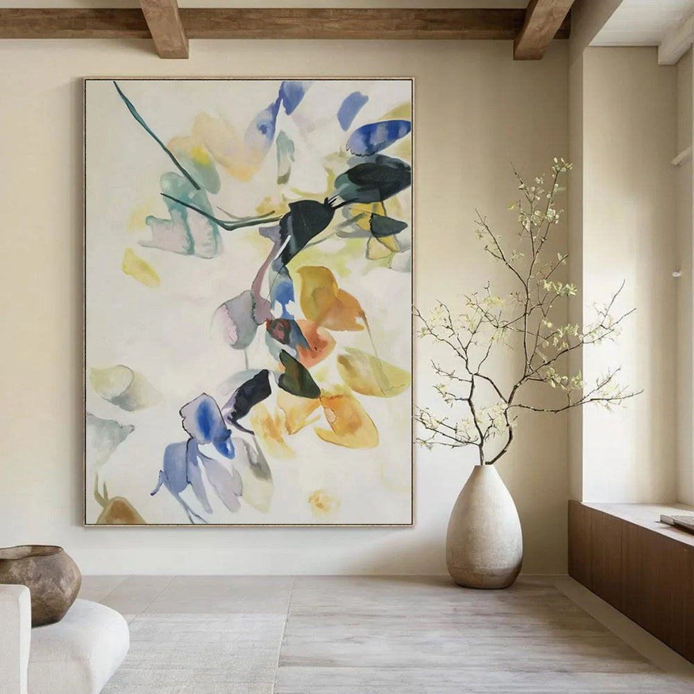 Pastel Colors with Abstract Floral Shapes "Soft Blooms" Abstract Painting On Canvas PS1317