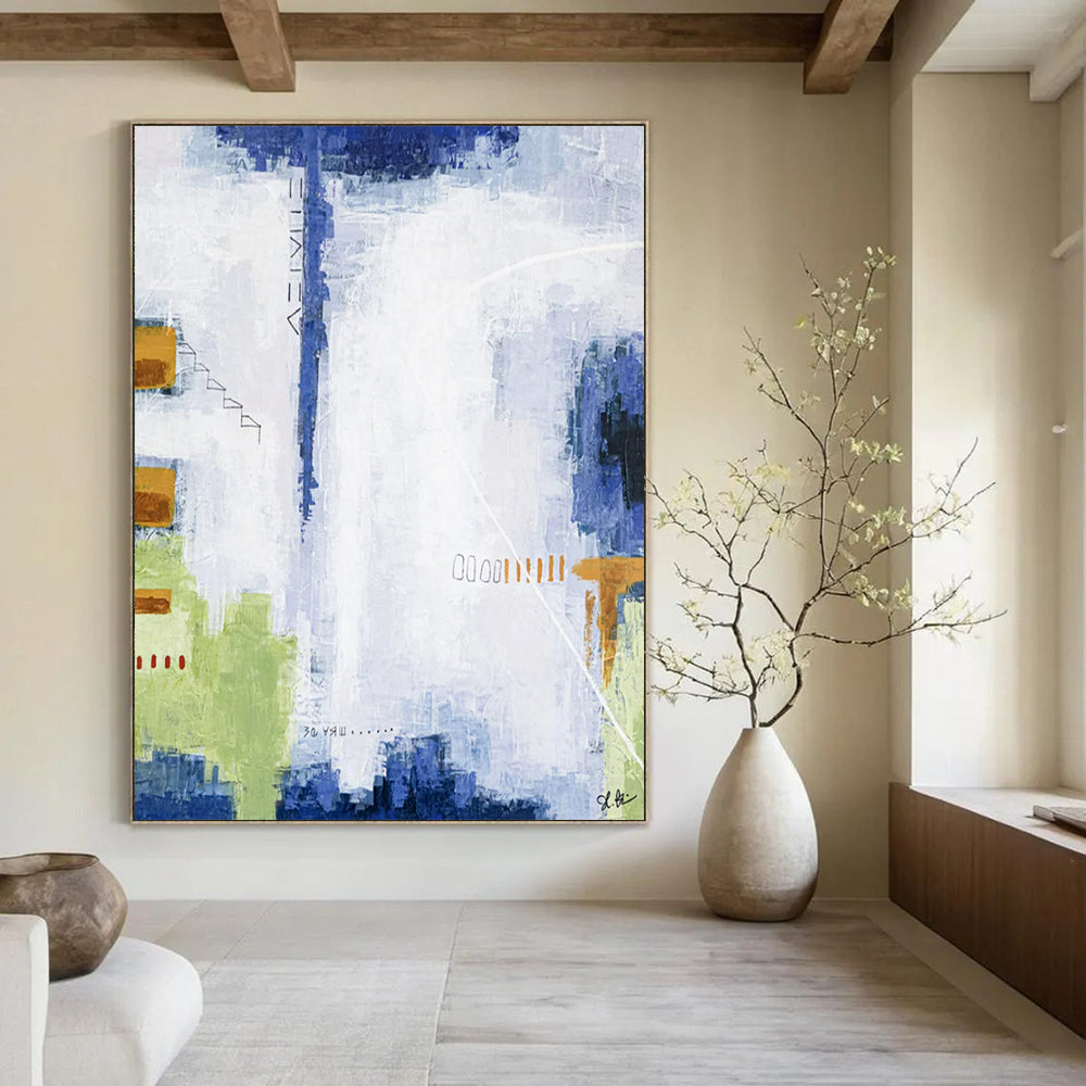 “Muted Tones Abstract Cityscape” - Abstract Urban Reflection Painting On Canvas PT2391