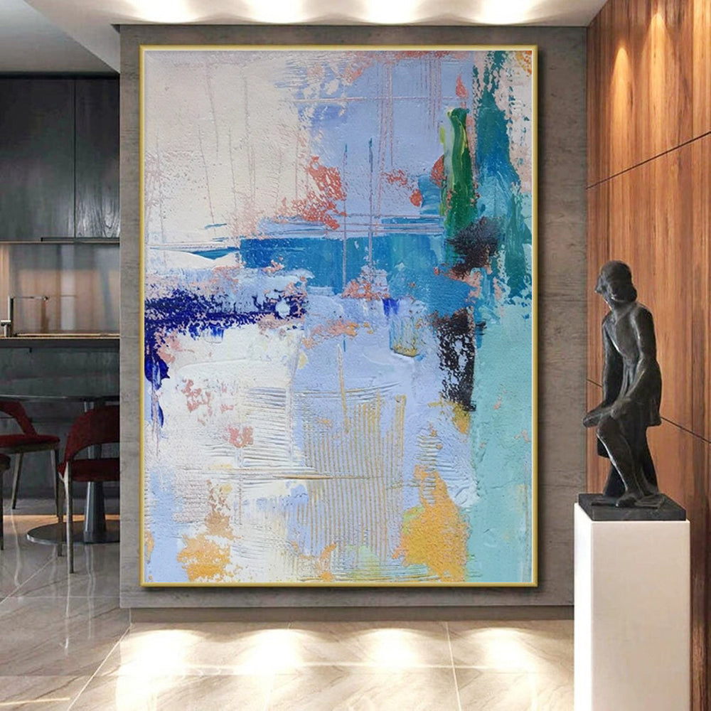“Blue - Orange Abstract Fusion” - Vibrant Abstract Painting On Canvas PS0222