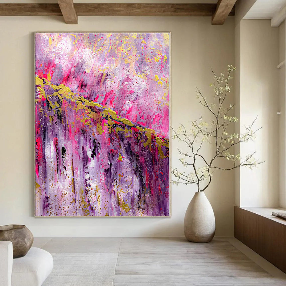 Pink and Purple Dripping Fantasy - Vivid Color Flow Abstract Painting On Canvas PS1237