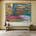 Colorful Abstract Waterscape - Impasto - style Painting On Canvas DKS371