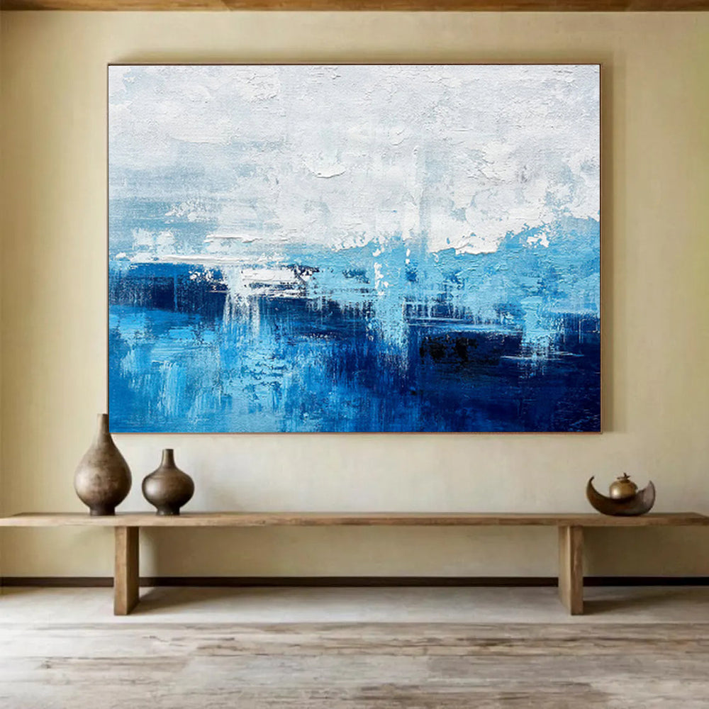 “Blue - White Abstract Seaside” Abstract Painting On Canvas DKS275