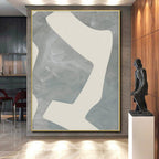 “Gray - White Minimalist Shapes” - Gray, White Minimalist Abstract Painting On Canvas PS0436