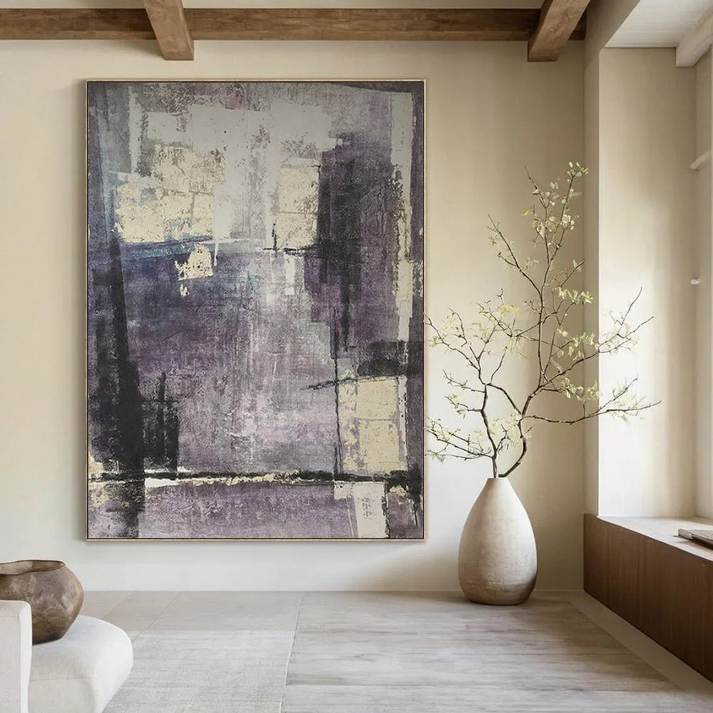 Purple and Beige Abstract, "Mystic Hues" – Abstract Color - Field Painting On Canvas PS0948