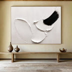 “White - Black Abstract Forms” - Minimalist Oil Painting on Canvas DKS909