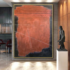 “Rust - Black Minimalist Geometry” - Rust, Black Abstract Painting On Canvas PS0457