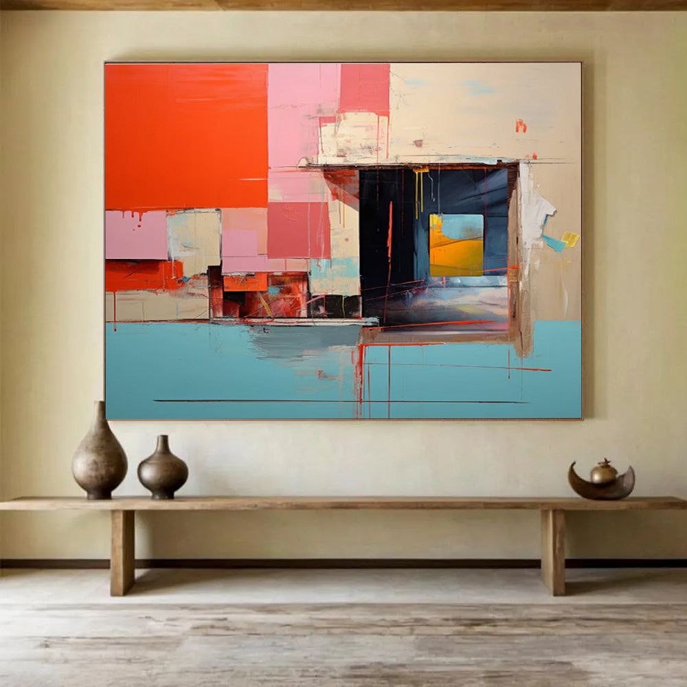 “Dynamic Abstract Interior” - Abstract Interior Painting, Great for Urban Loft & Art Gallery DKS640