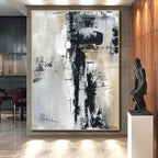 Black, White, Gray Layered Chaos “City Mosaic” - Painting On Canvas PS0799