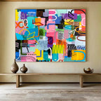 “Vibrant Mixed Shapes and Patterns” Pop Art Inspired Abstract Painting On Canvas PT1811