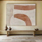 Beige and Brown Curved Forms Modern Abstract Painting On Canvas DKS148