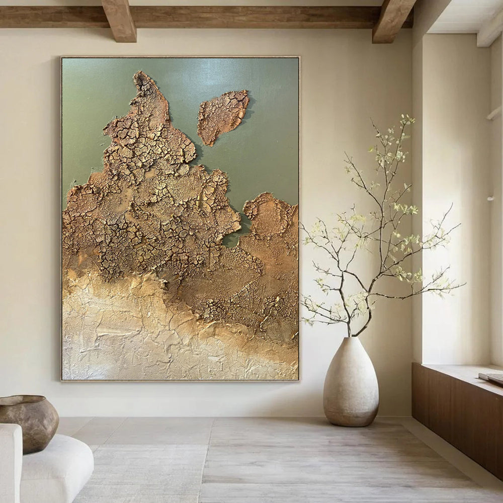 “Crackled Earth - Toned Abstract” - Abstract, Textured Painting On Canvas PT1509