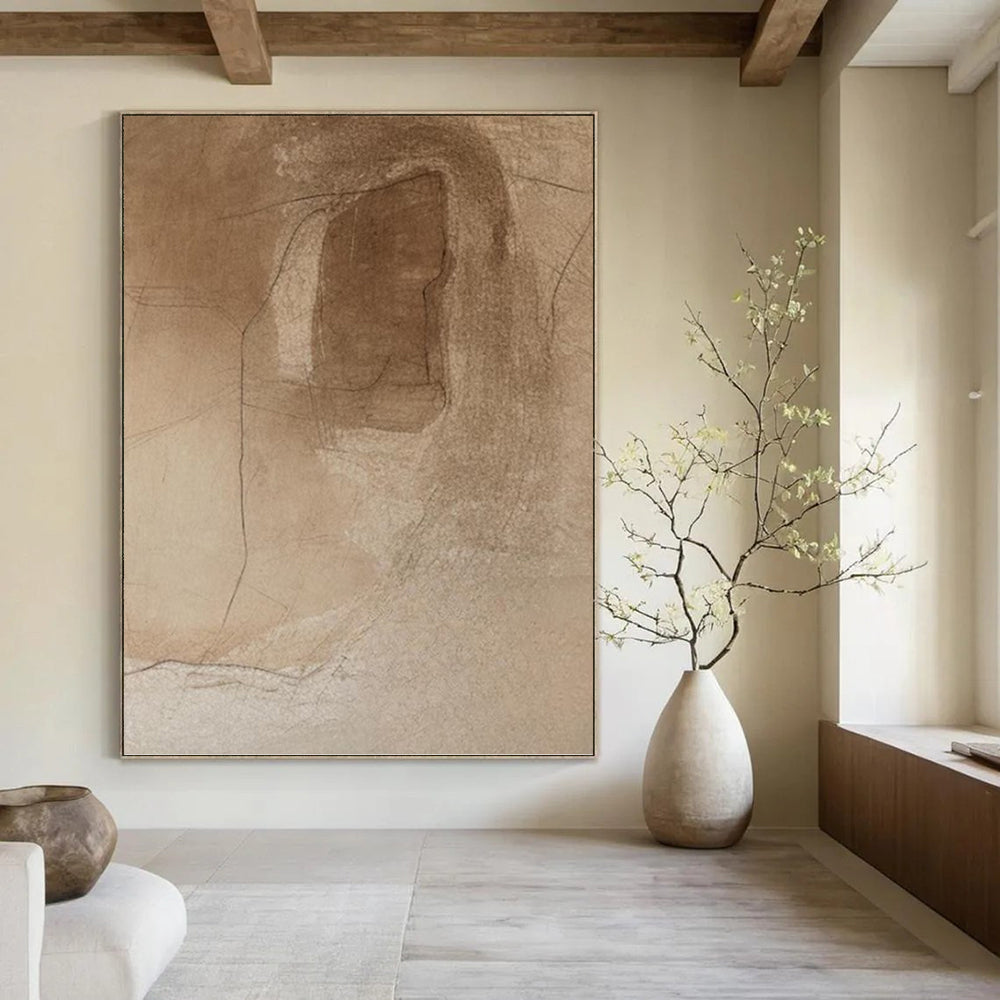 “Brown Abstract Sketch” - Abstract, Subtle - Styled Painting On Canvas PT1659