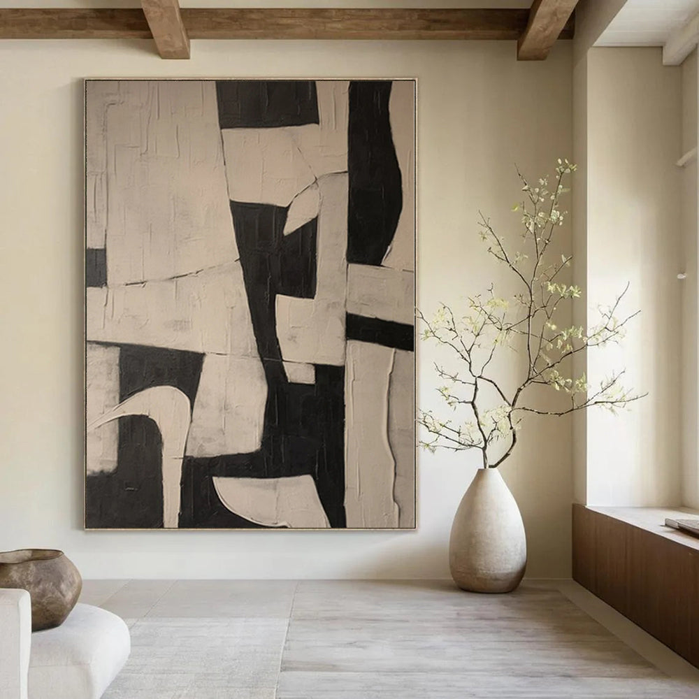 “Black - White Geometric Dynamic” - Modern Abstract Painting On Canvas PS0125