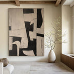 “Black - White Geometric Dynamic” - Modern Abstract Painting On Canvas PS0125