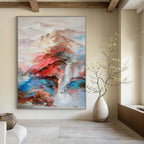 “Colorful Mountain Waterfall” - Abstract Landscape Painting On Canvas PT2346