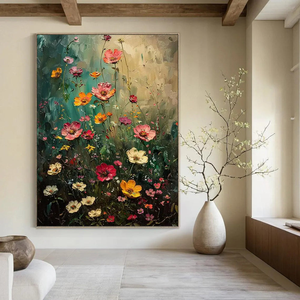 “Colorful Wildflower Meadow” - Floral, Impressionistic Painting On Canvas PT1554