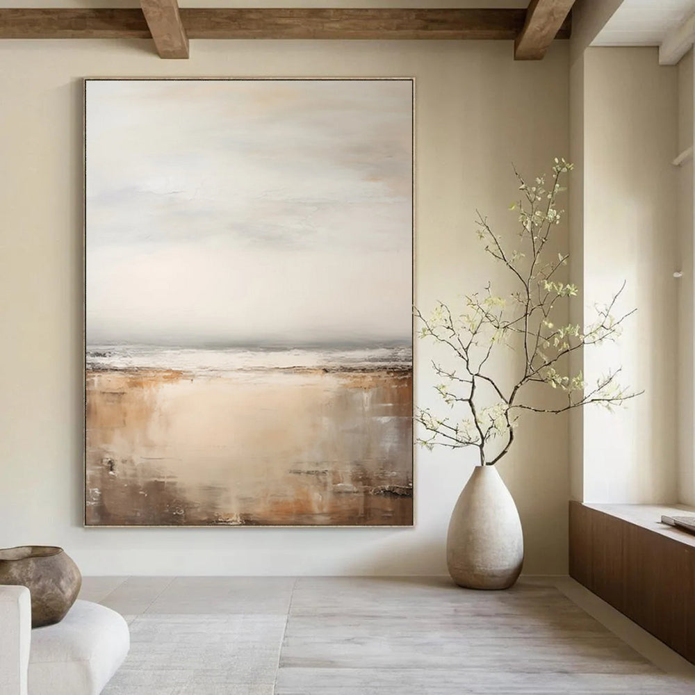 “Seascape in Haze” - Subtle Coastal Tones & Misty Layers Painting On Canvas DS132