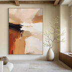 “Beige - Brown - White Abstract Flows” - Fluid Abstract Painting On Canvas PT1243