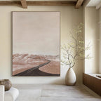“Pink - Brown Desert Road” - Landscape Abstract Painting On Canvas PT1123