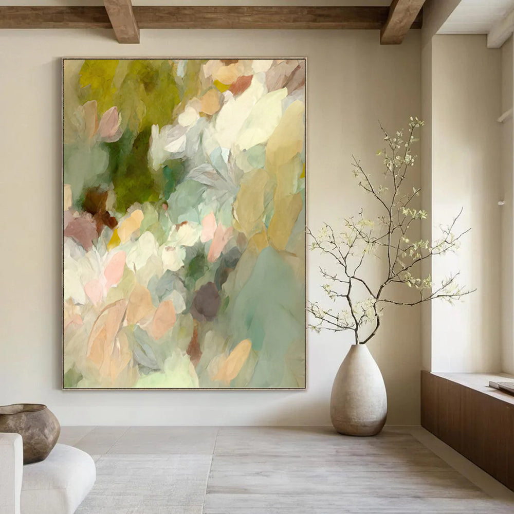 “Soft Color Flower Abstract” - Minimalist Floral Painting On Canvas PT1352