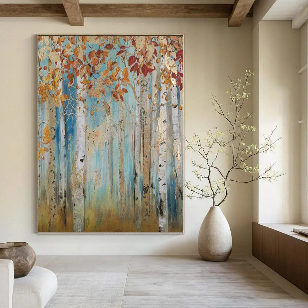 “Golden Autumn Birch Forest” - Impressionist - Inspired Landscape Painting On Canvas PT1437