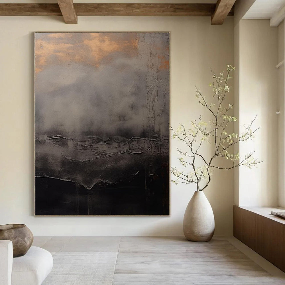 “Gray and Gold Mist” - Abstract, Atmospheric - Styled Painting On Canvas PT1662