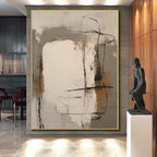 “Gray - Beige - Black Textured Abstraction” - Gray, Beige, Black Abstract Painting On Canvas PS0541