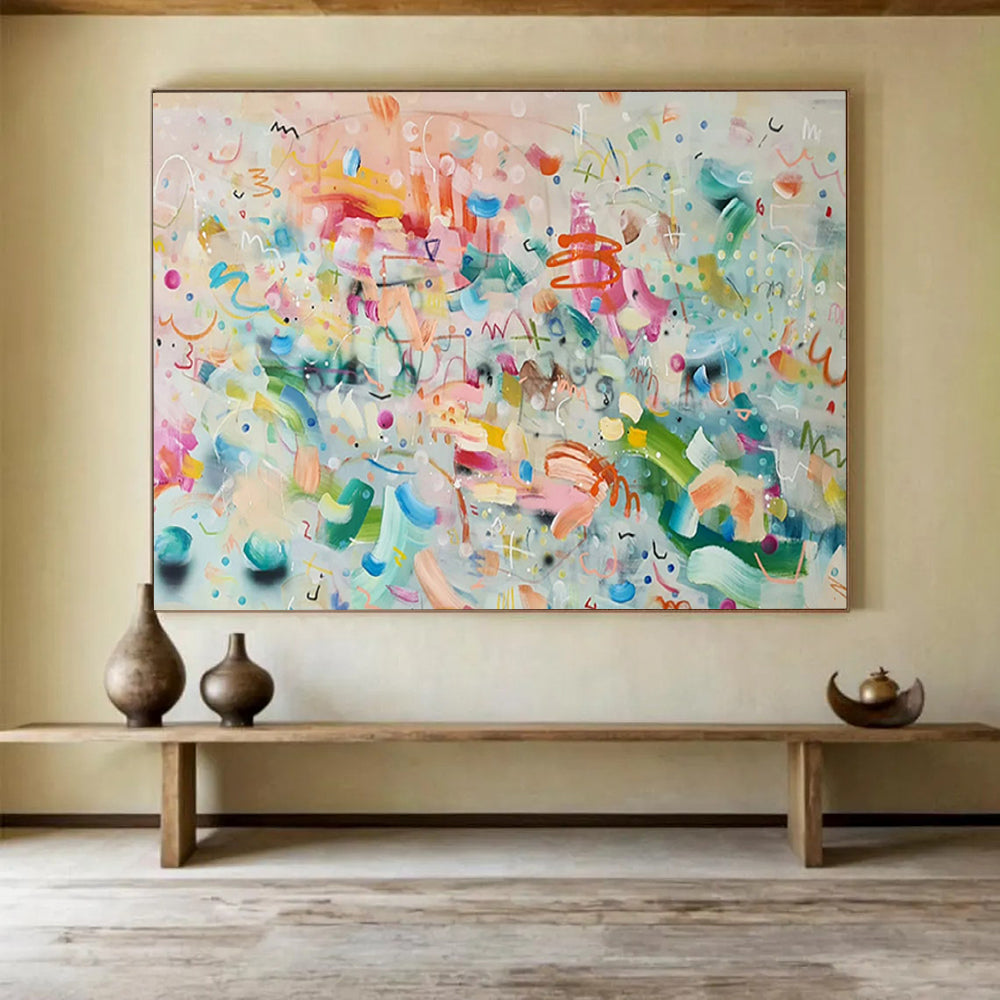 “Playful Color Explosion” - Abstract Expressionist Acrylic Painting on Canvas PT1496
