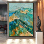 Vivid Green - Blue Impasto, "Lush Valley" – Impasto Abstract Painting On Canvas PS0911