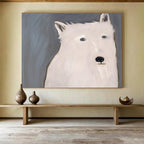 “White Wolf Portrait” - Minimalist Animal Painting On Canvas DKS422