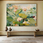 “Soft - Toned Lotus Flowers” - Minimalist Floral Painting On Canvas PT089