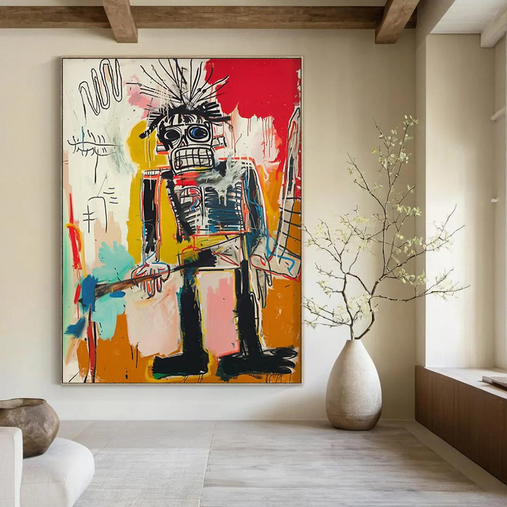Punk Robot: Basquiat - Inspired Rebel Painting On Canvas DS109
