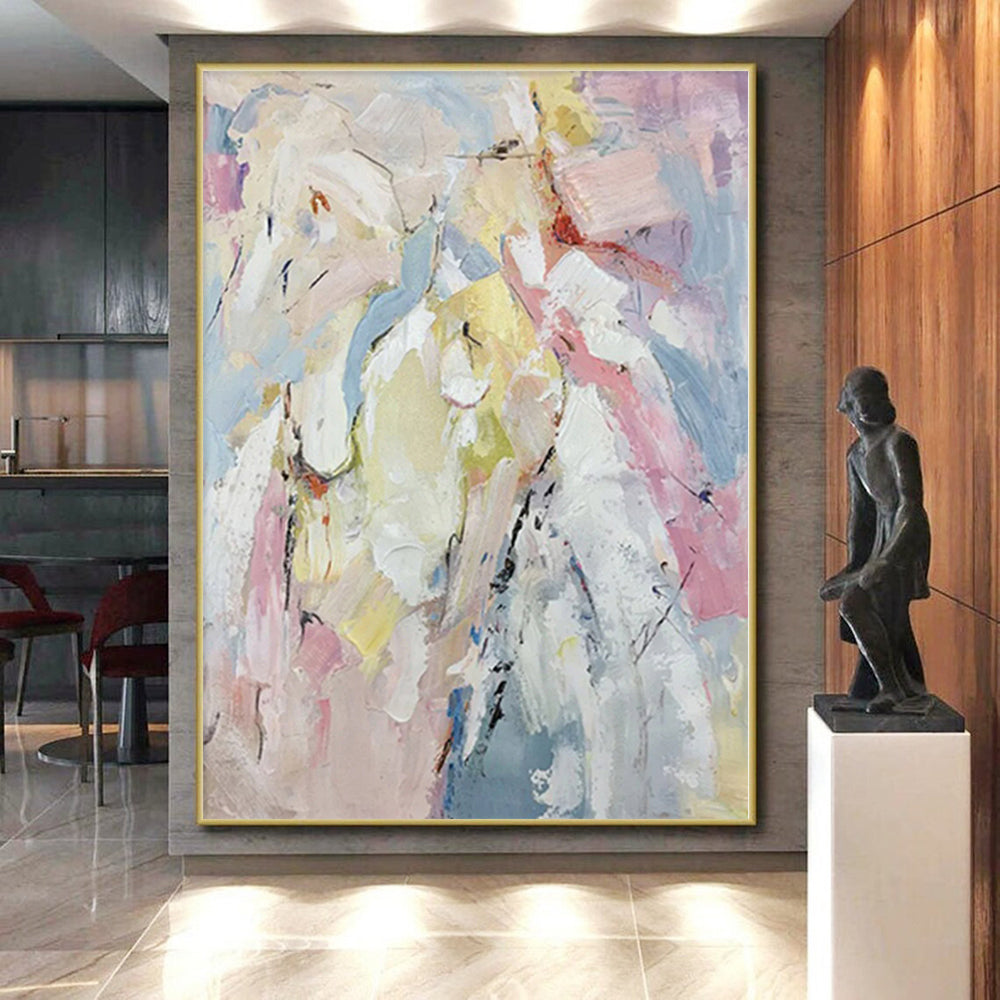 “Pastel - Toned Abstract Figures” - Soft Impressionistic Painting On Canvas PS0364