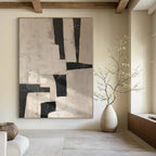 “Black - White Geometric Abstract” - Bold Abstract Painting On Canvas PS0123
