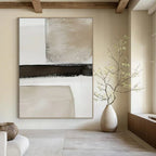 White with Textured Lines "Tactile Calm" Abstract Painting On Canvas PS1478